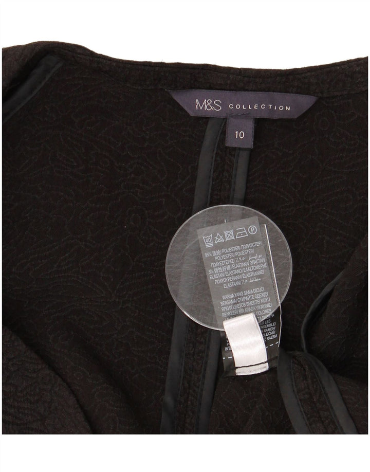 MARKS & SPENCER Veste blazer ouverte à manches 3/4 pour femme UK 10 Small Noir