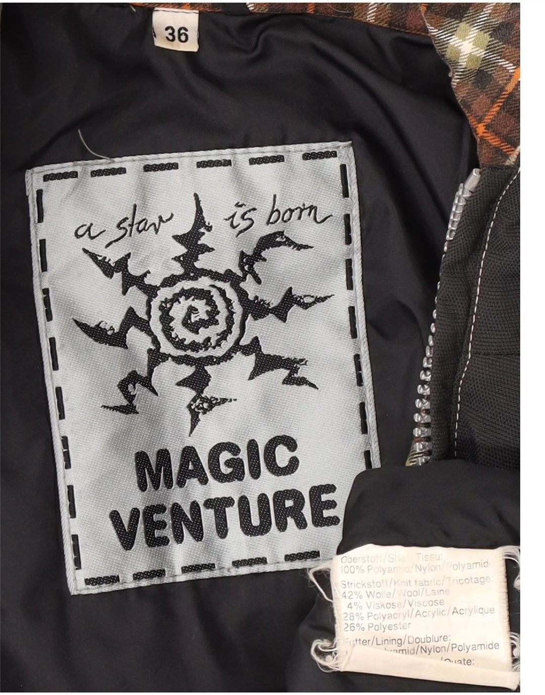 Magic Venture Veste de ski à capuche graphique décontractée pour homme UK 36 Petit Gris Rétro