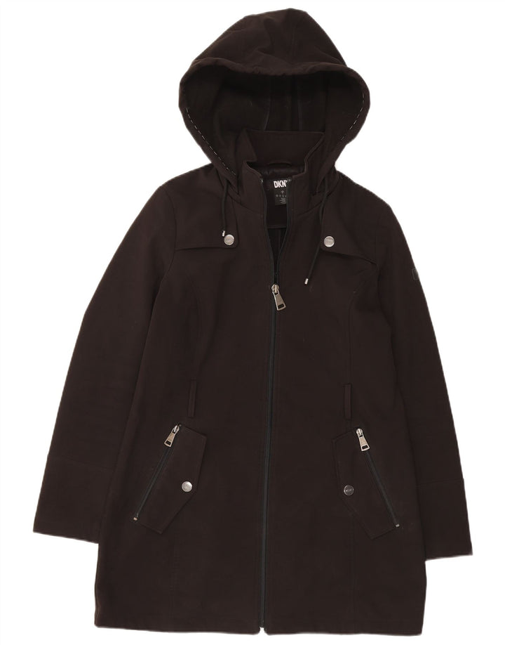 Dkny Manteau coupe-vent surdimensionné à capuche pour femme UK 10 Petit Noir Polyester