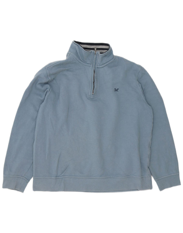 Crew Clothing Sweat-shirt à col zippé pour homme en coton bleu 2XL