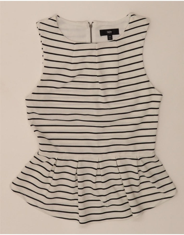 MOSSIMO Womens Sleeveless Blouse Top UK 14 Medium White Striped Polyester Vintage Mossimo and Second-Hand Mossimo from Messina Hembry 