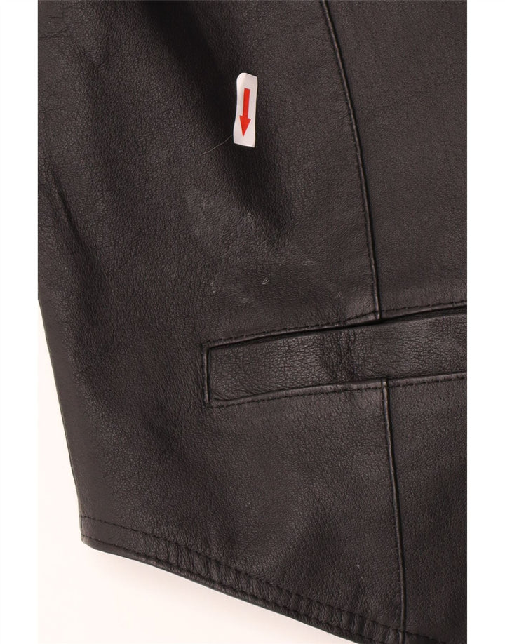 John F Gee Gilet en cuir pour homme Grand cuir noir