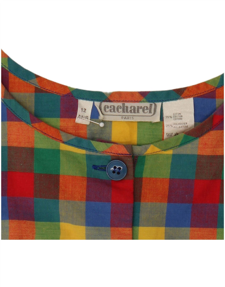 Cacharel Robe trapèze sans manches pour femme US 12 Grand vichy multicolore