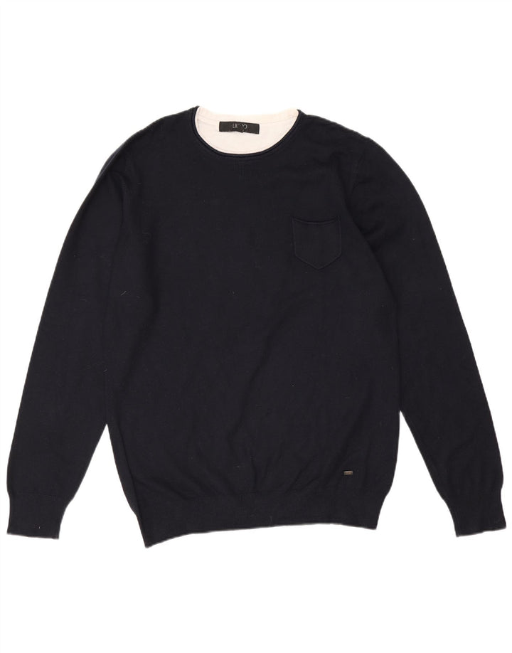 Liu Jo Pull à col rond pour homme Large Bleu marine Viscose