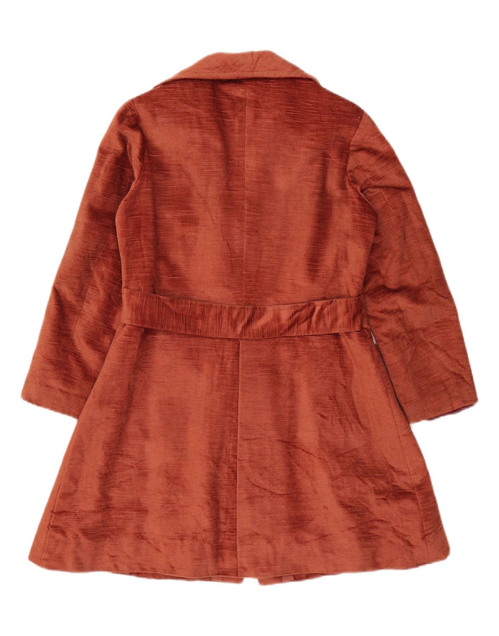 vintage Womens Velvet Overcoat UK 10 Petit Brun