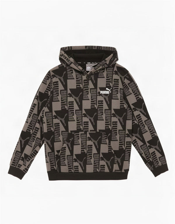 Puma Pull à capuche graphique XL homme gris color block en coton