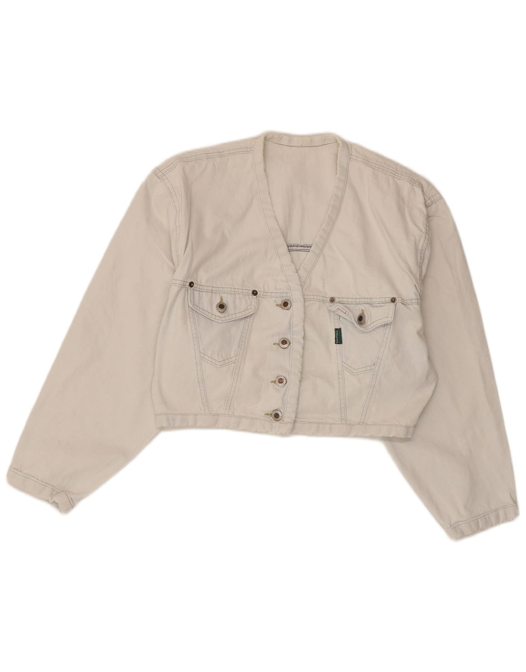Kenny S Veste en jean surdimensionnée pour femme UK 10 Petit coton blanc
