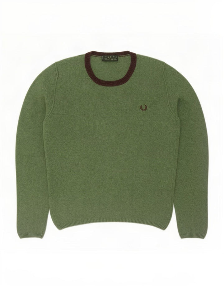 Fred Perry Pull à col rond pour homme en laine verte