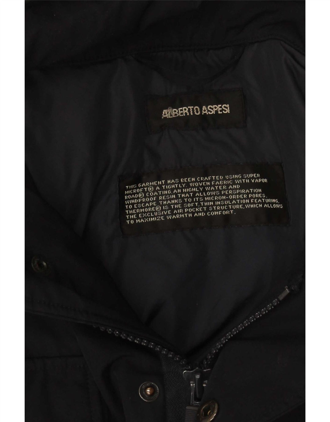 Alberto Aspesi Veste matelassée militaire pour homme UK 36 Small Noir