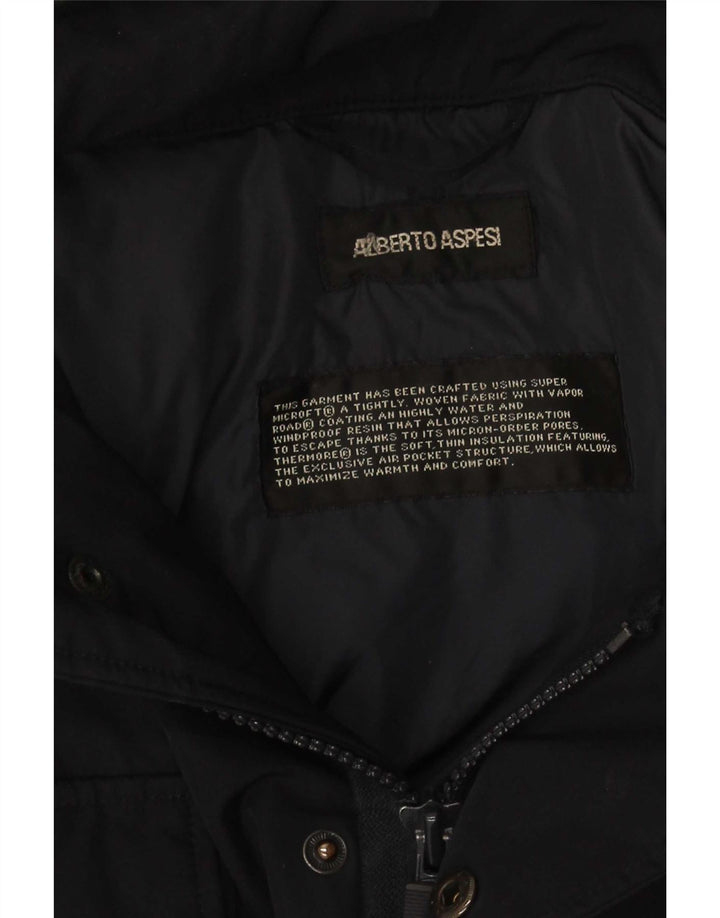 Alberto Aspesi Veste matelassée militaire pour homme UK 36 Small Noir