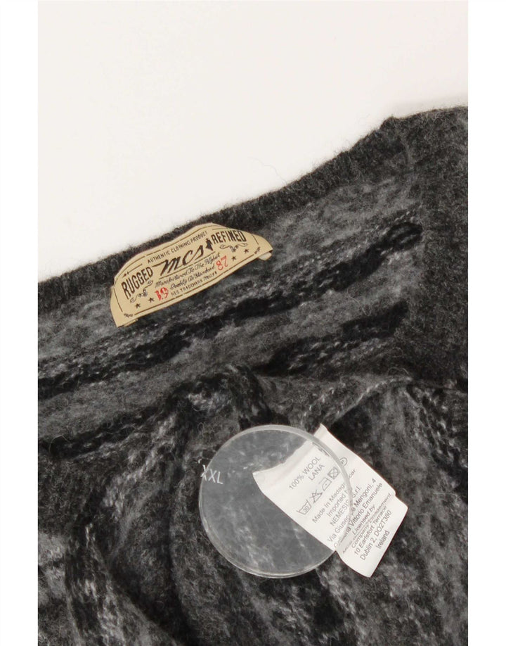 Marlboro Classics Pull col rond pour homme 2XL Gris Fair Isle Laine