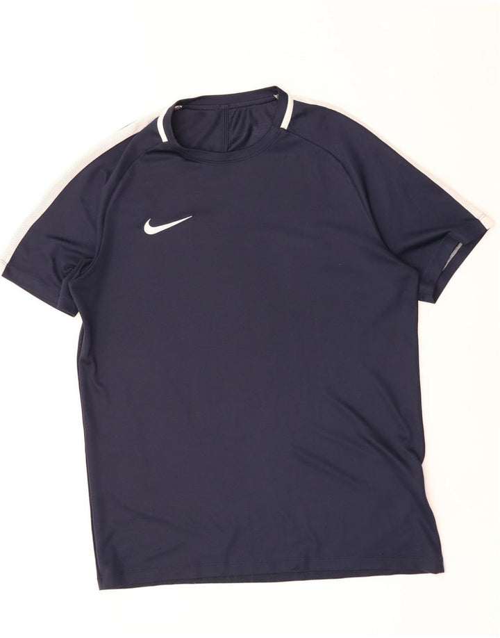 NIKE Hommes Dri Fit T-Shirt Haut Large Bleu Marine Colorblock Polyester