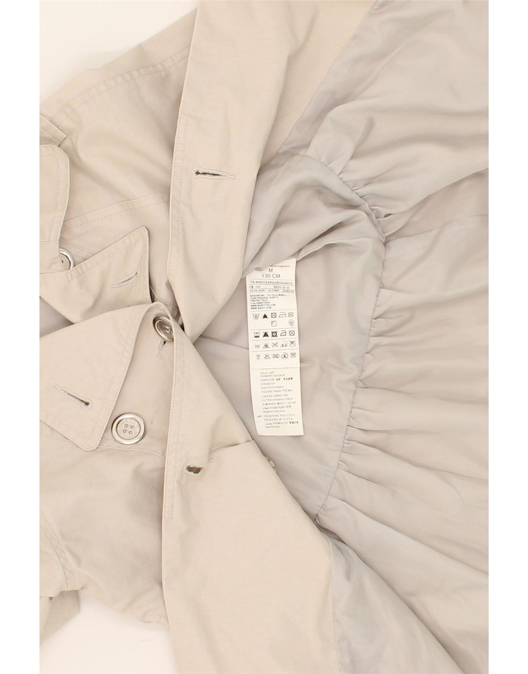BENETTON Girls Trench Coat 7-8 Years Medium  Beige Cotton Vintage Benetton and Second-Hand Benetton from Messina Hembry 