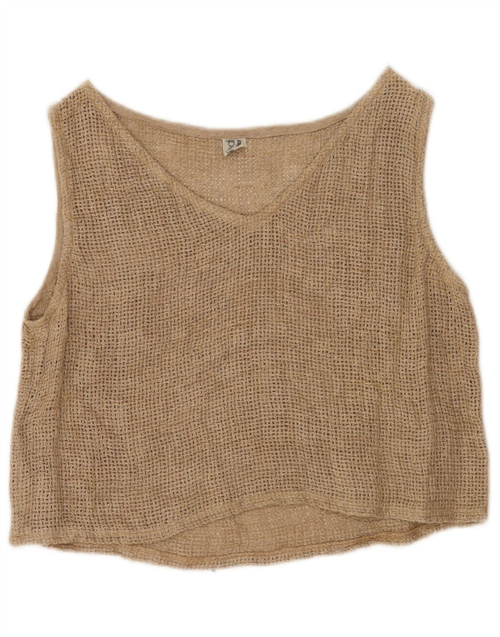 vintage Femmes Voir à travers 1 Bouton 2 Pièces Ensemble UK 12 Beige Moyen