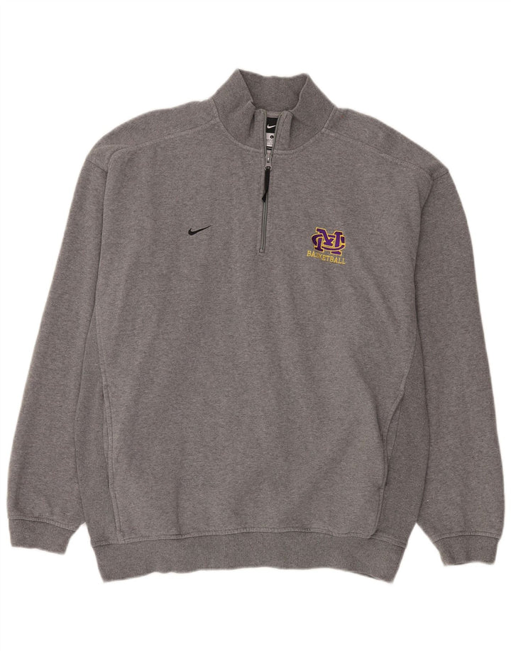 Nike Sweat-shirt à col zippé pour homme Grand coton moucheté gris