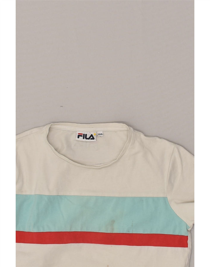 FILA Girls Graphic T-Shirt Top 11-12 Years White Cotton | Vintage Fila | Thrift | Second-Hand Fila | Used Clothing | Messina Hembry 