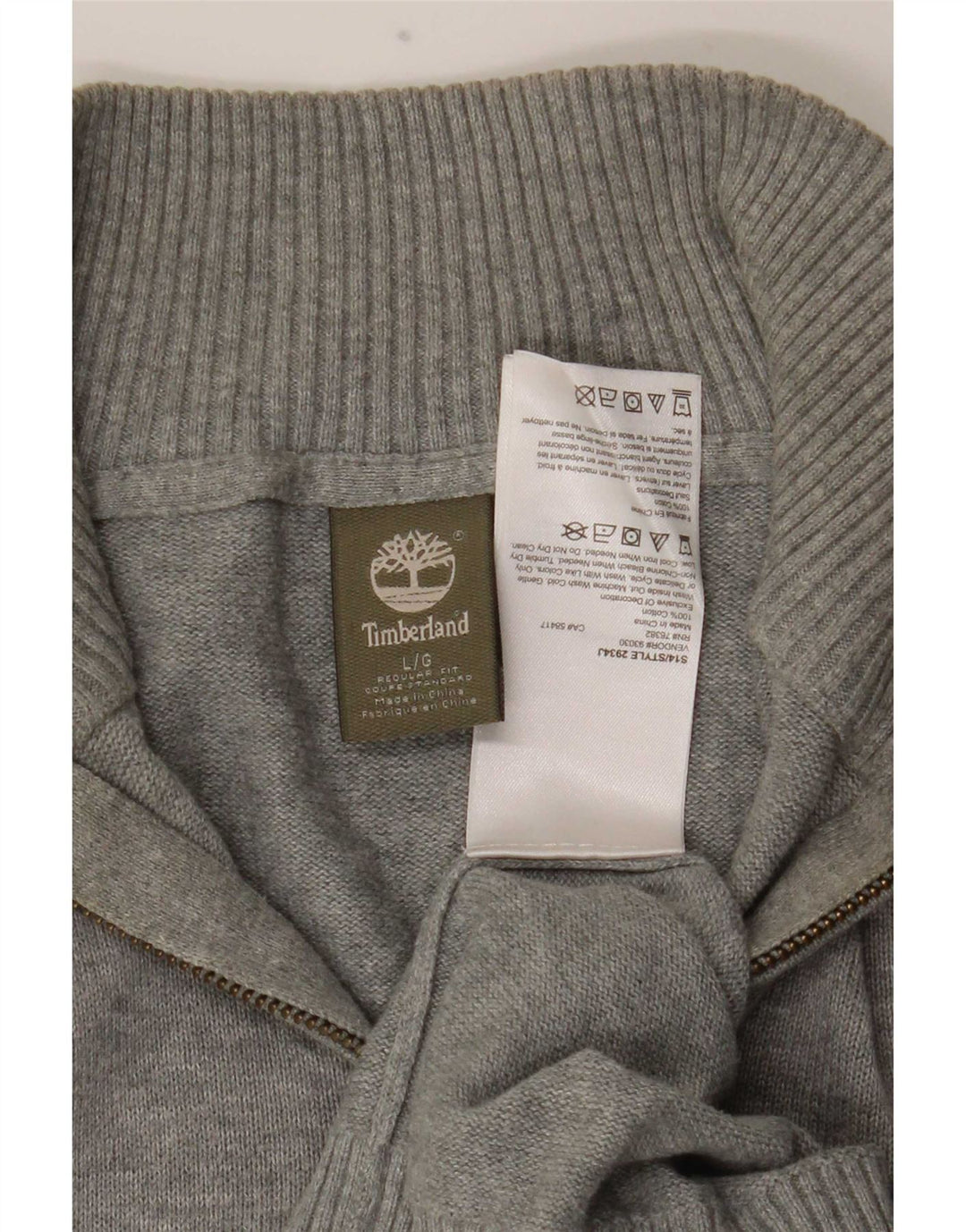 Timberland Pull coupe classique à col zippé pour homme, grand coton gris