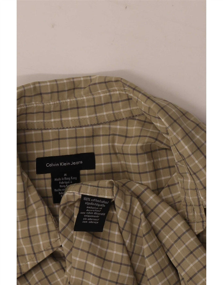 Calvin Klein Jeans Chemise à manches courtes homme en coton à carreaux kaki moyen