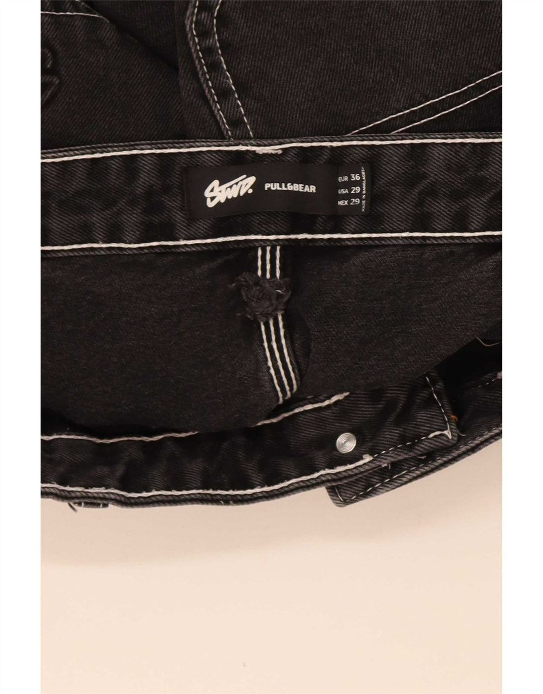 Pull & Bear Short Cargo STWD Homme EU 36 Petit W29 Coton Noir
