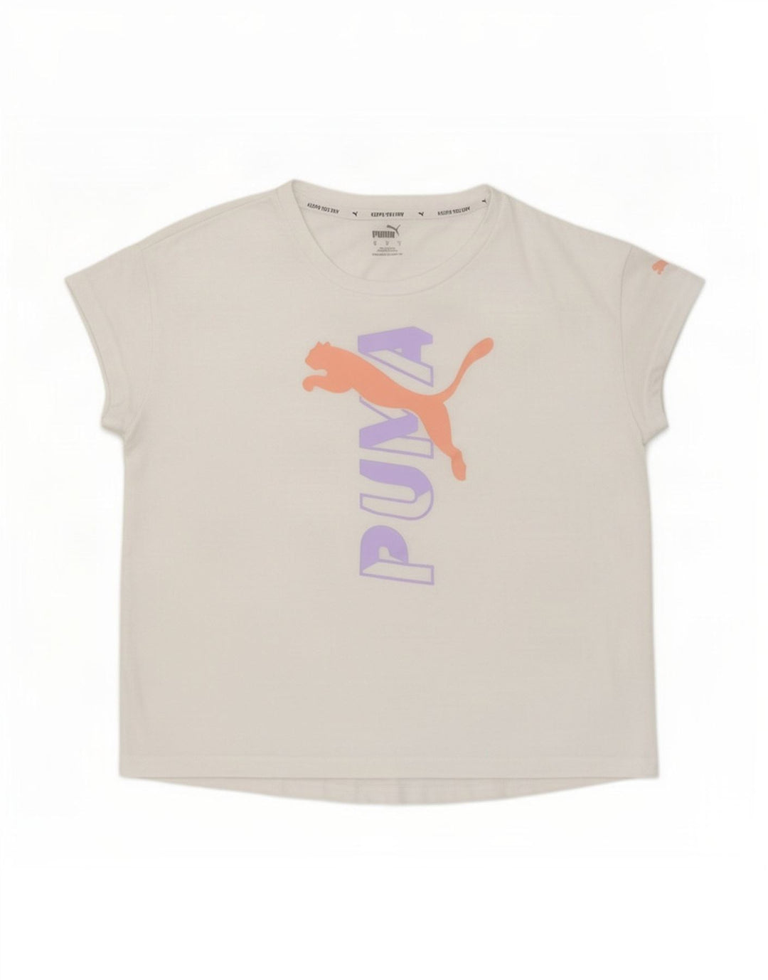 Puma T-shirt graphique surdimensionné pour femme UK 10 Small Blanc Polyester
