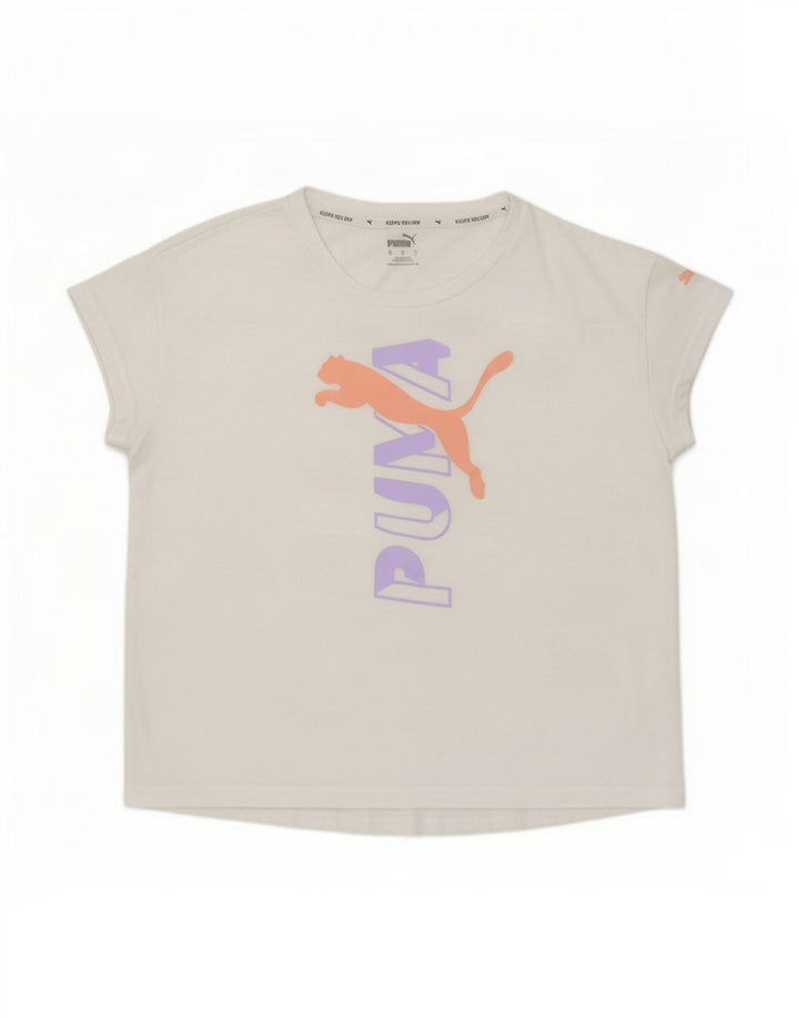 Puma T-shirt graphique surdimensionné pour femme UK 10 Small Blanc Polyester