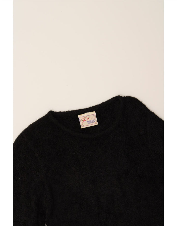 VINTAGE Womens Crew Neck Jumper Sweater UK 12 Medium Black Viscose Vintage Vintage and Second-Hand Vintage from Messina Hembry 