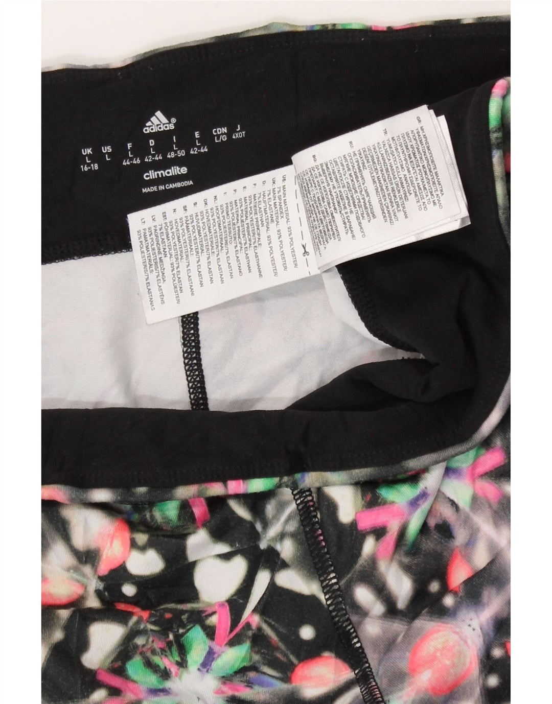 Adidas Climalite Leggings UK 16/18 Large Noir Géométrique Polyester