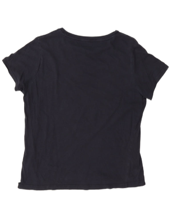 Tommy Hilfiger T-shirt graphique pour femme UK 14 Bleu marine moyen Coton