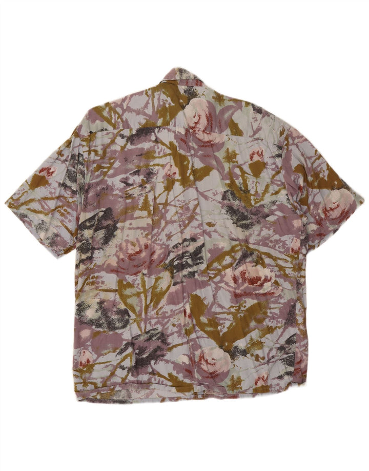 vintage Chemise à manches courtes pour hommes XL Floral multicolore