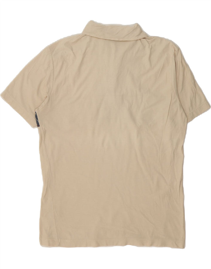 TRUSSARDI JEANS Mens Polo Shirt Medium Beige Striped Cotton Vintage Trussardi Jeans and Second-Hand Trussardi Jeans from Messina Hembry 