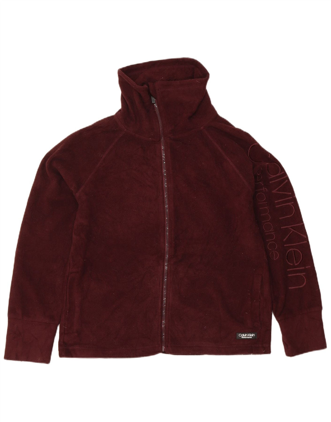 Calvin Klein Veste polaire graphique pour femme UK 14 Polyester bordeaux moyen