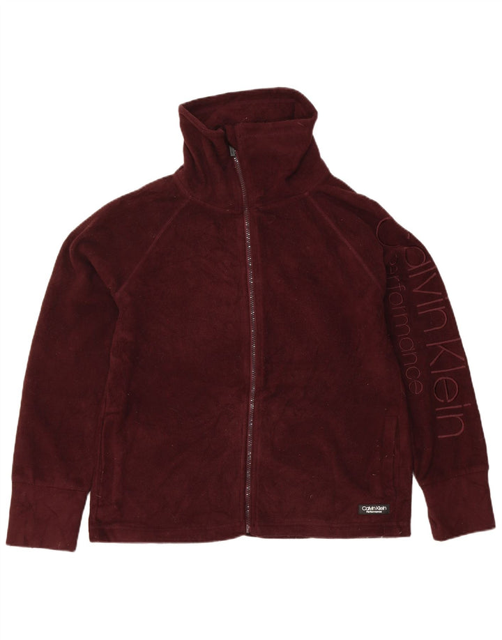 Calvin Klein Veste polaire graphique pour femme UK 14 Polyester bordeaux moyen