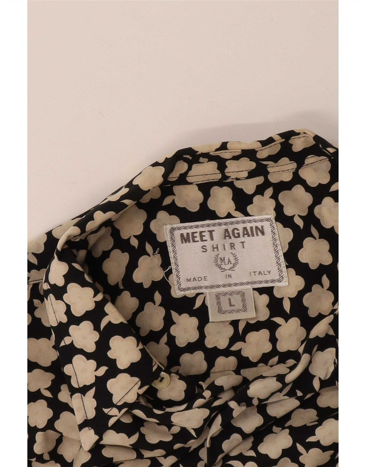 Chemise Homme Vintage Grand Noir Floral