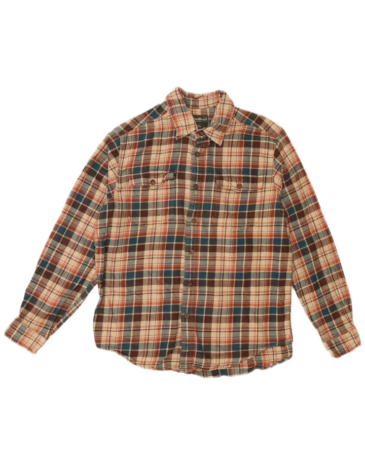 Eddie Bauer Chemise en flanelle pour homme en coton à carreaux beiges