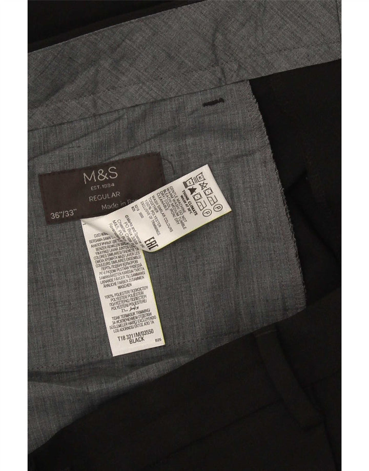 Marks & Spencer Pantalon de costume classique pour homme W36 L33 Noir Polyester