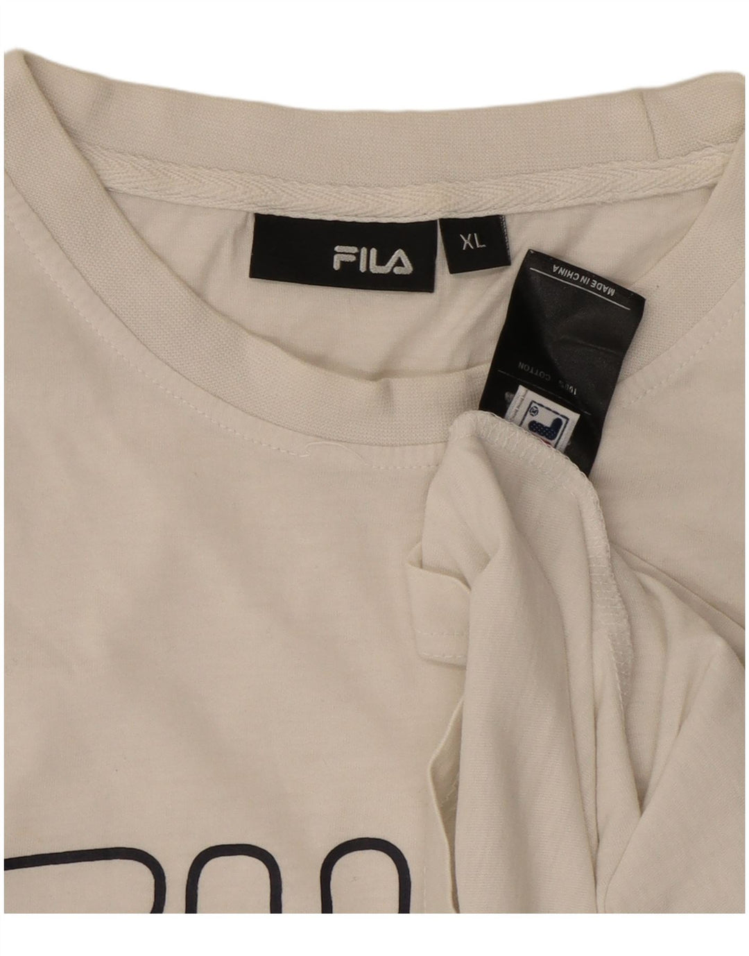 FILA T-Shirt Graphique Homme Top XL Blanc Coton