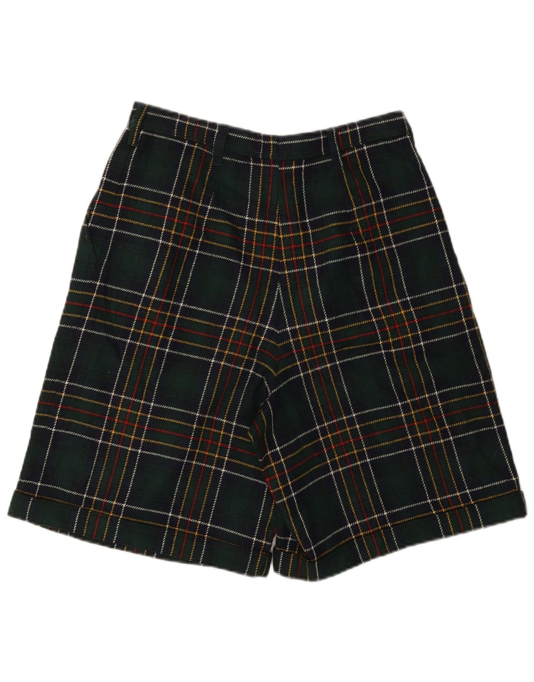 VINTAGE Short décontracté taille haute pour femme W28 Plaid vert moyen