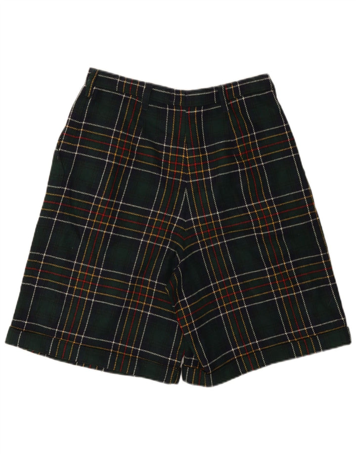 VINTAGE Short décontracté taille haute pour femme W28 Plaid vert moyen