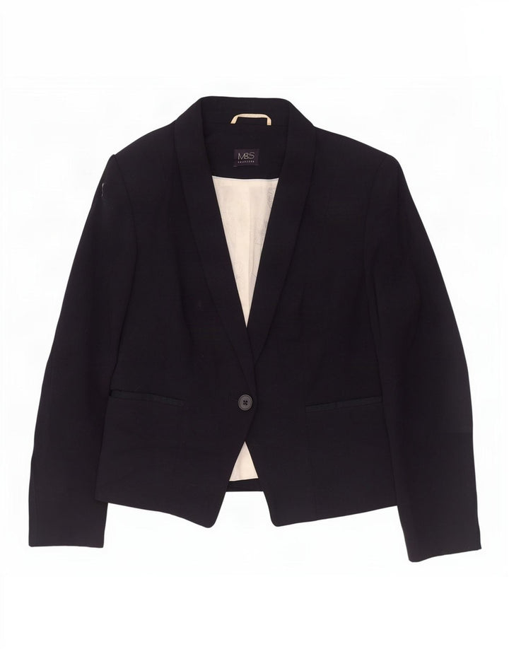 Marks & Spencer Veste blazer à 1 bouton pour femme UK 14 Large Bleu marine