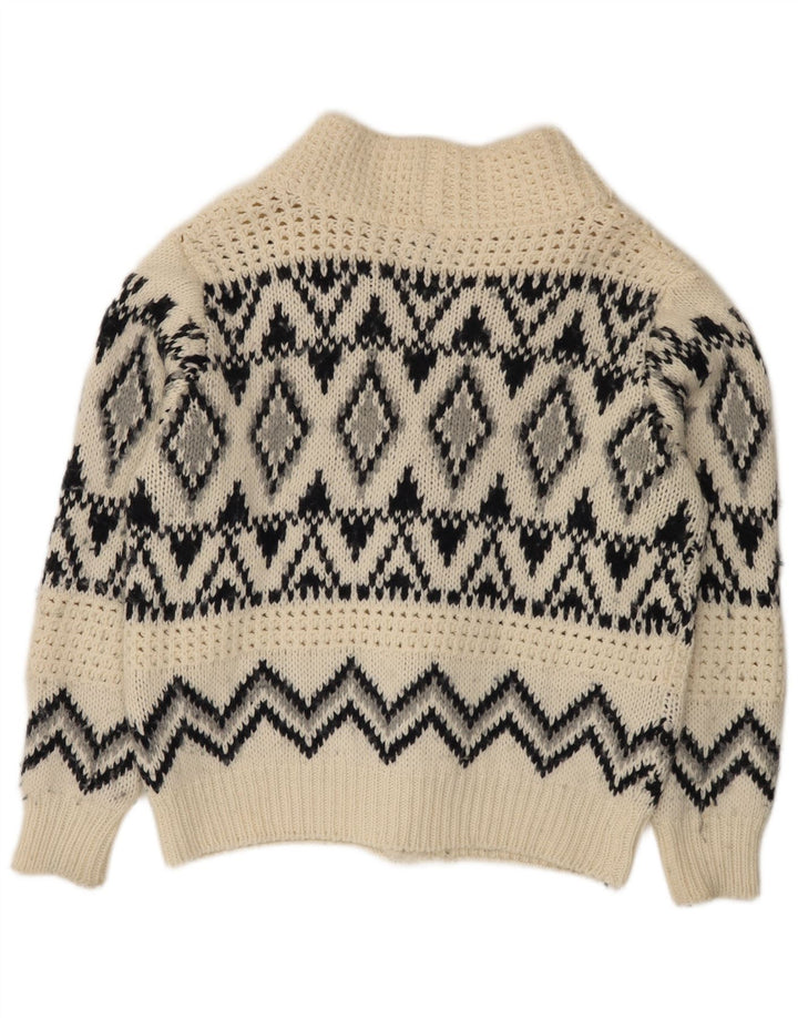 Altatensione Pull Cardigan Homme Blanc Cassé Fair Isle Acrylique