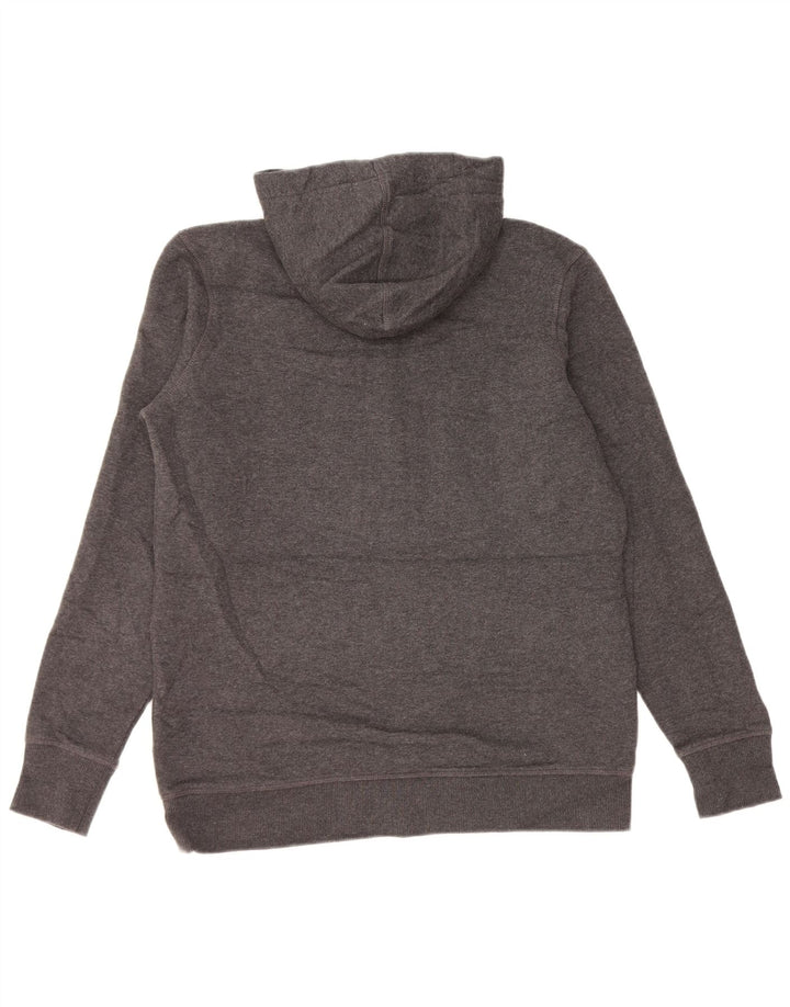 EDDIE BAUER Pull à capuche à col boutonné pour femme UK 14 Gris moyen Coton
