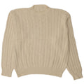 vintage Mens Crew Neck Jumper Pull Moyen Off White Cotton