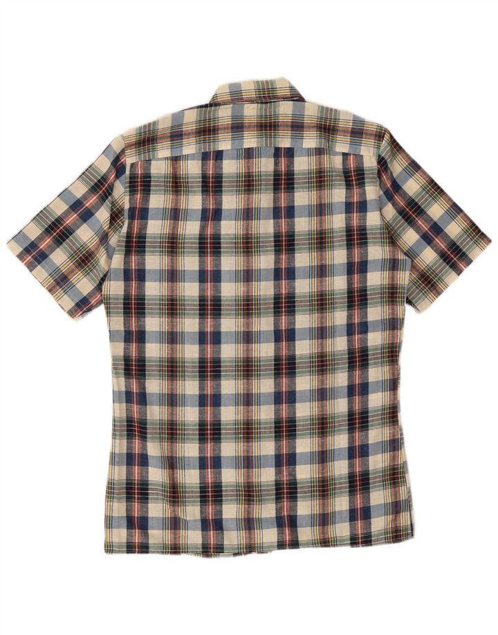 Chemise à manches courtes vintage pour hommes à carreaux multicolores moyens