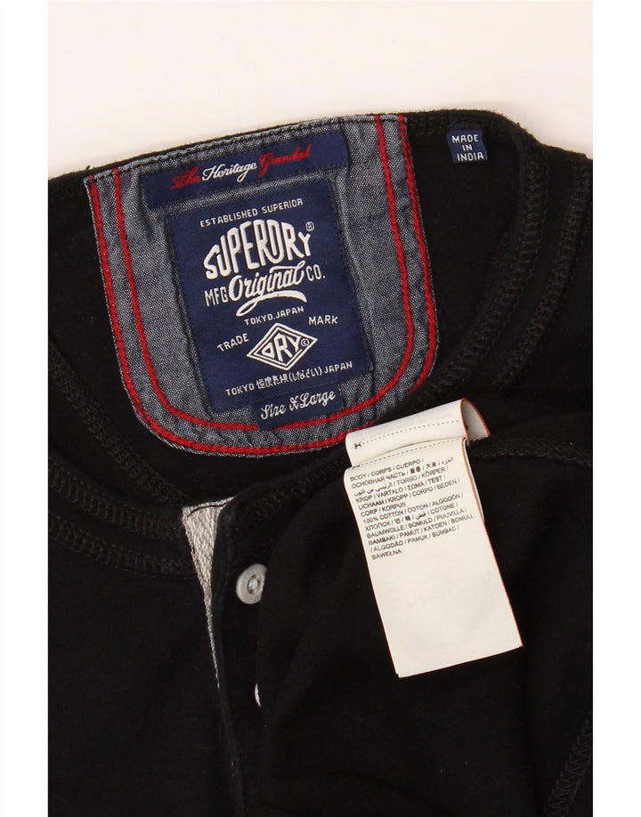 SUPERDRY Homme Heritage Top Manches Longues XL Noir Coton