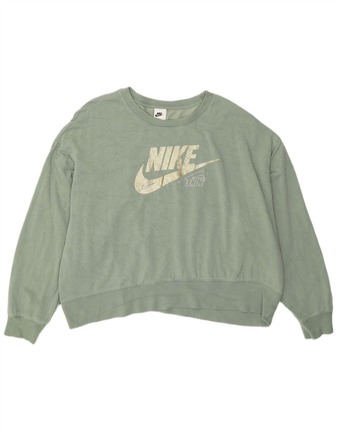 Nike Sweat-shirt surdimensionné graphique pour femme UK 20 2XL Vert Coton