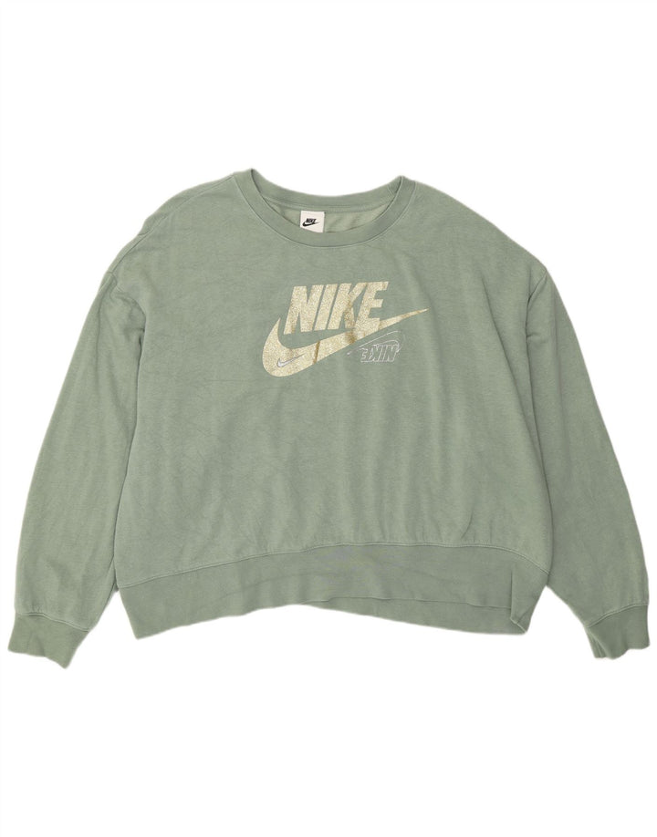 Nike Sweat-shirt surdimensionné graphique pour femme UK 20 2XL Vert Coton