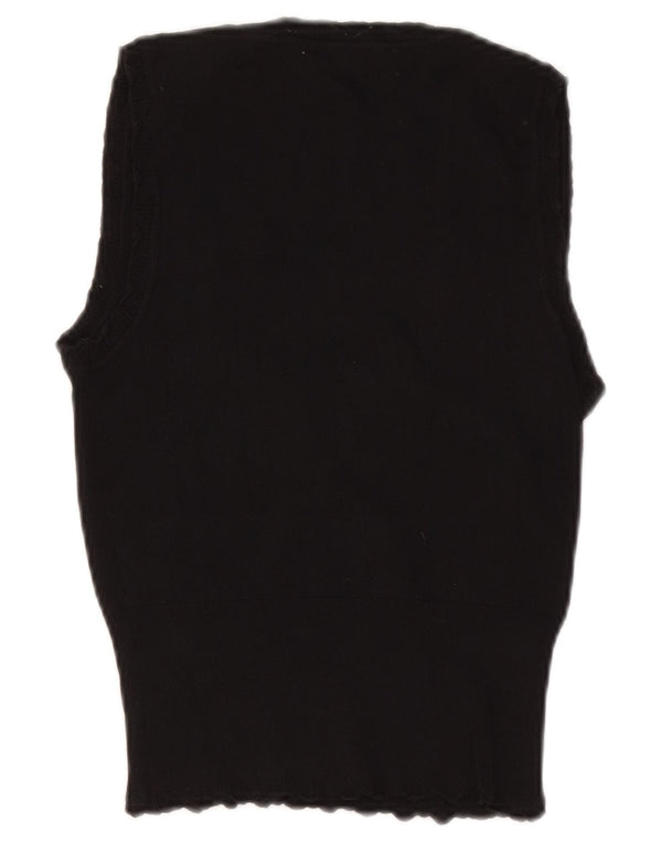 Zara Womens Crop Vest Débardeur UK 8 Small Noir Viscose