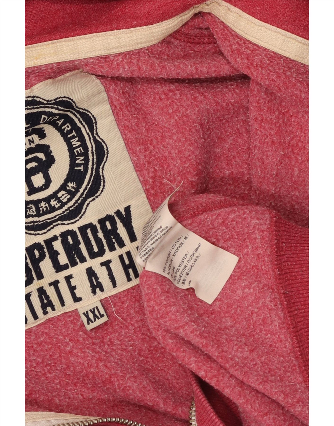SUPERDRY Pull à capuche zippé graphique pour homme 2XL Rouge Coton