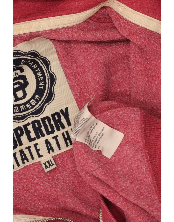 SUPERDRY Pull à capuche zippé graphique pour homme 2XL Rouge Coton