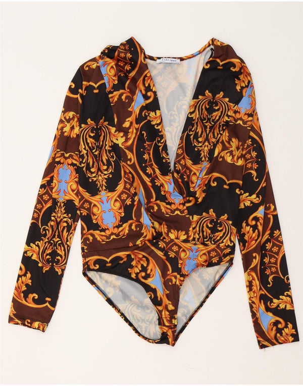 Zara Womens Trafaluc Body à manches longues UK 10 Petit Paisley multicolore